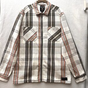 Much More Men's Large L Plaid Barn Chore Jacket Coat Zip Pockets Mister Lady
